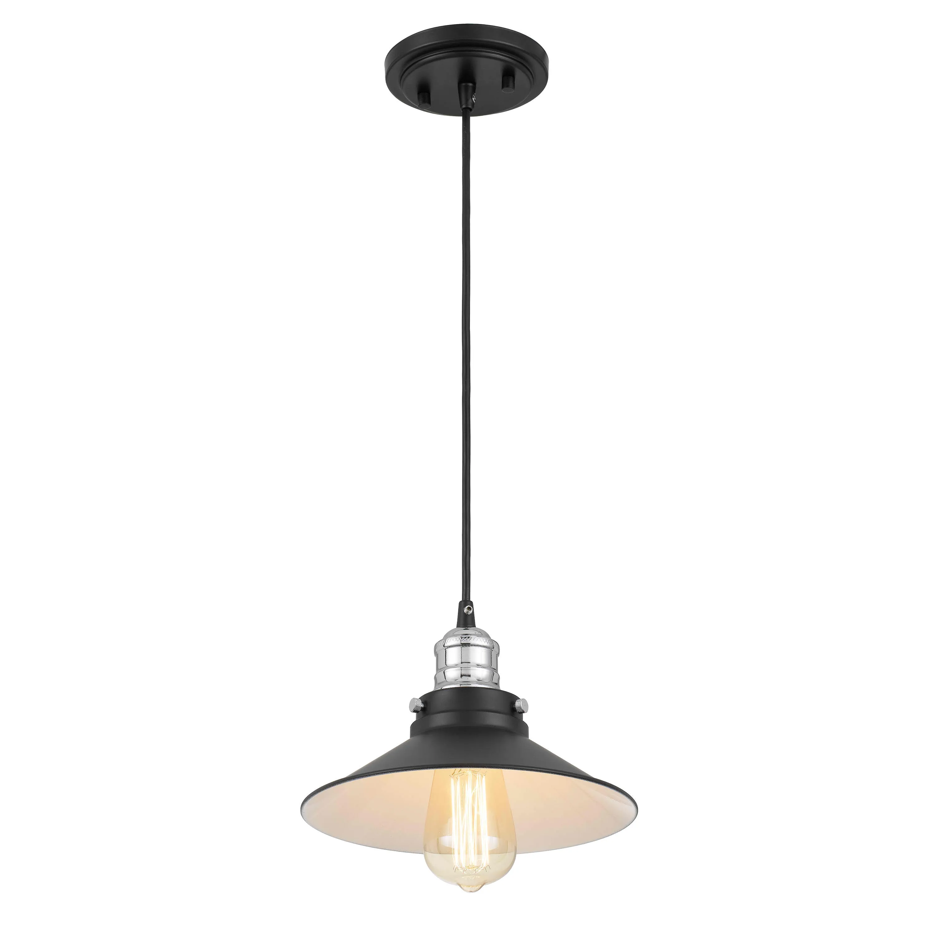 Tina 1-Light Chrome & Matte Black Pendant Light