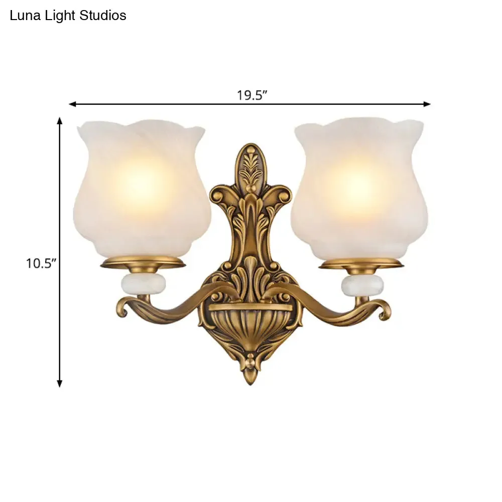 Traditional Brass Wall Sconce with Frosted Glass Shade – Half Head Design