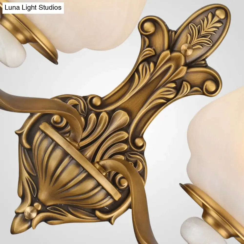 Traditional Brass Wall Sconce with Frosted Glass Shade – Half Head Design