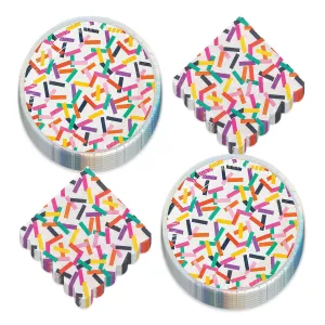 Tropical Confetti Paper Dessert Plates and Scalloped Beverage Napkins (Serves 16)