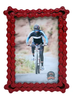 Upcycled Bike Chain Photo Frame With Candy Apple Red Finish