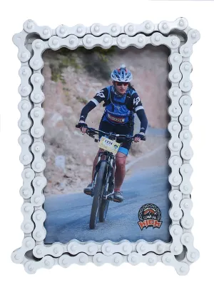 Upcycled Bike Chain Photo Frame With Cotton White Finish