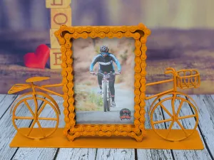 Upcycled Bike Chain Photo Frame With Cycle Bumblebee Yellow Finish