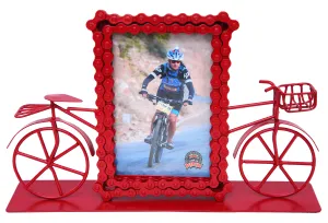 Upcycled Bike Chain Photo Frame With Cycle Candy Apple Red Finish