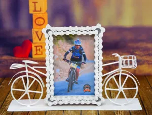 Upcycled Bike Chain Photo Frame With Cycle Cotton White Finish