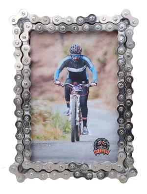 Upcycled Bike Chain Photo Frame With Silver Plating Finish