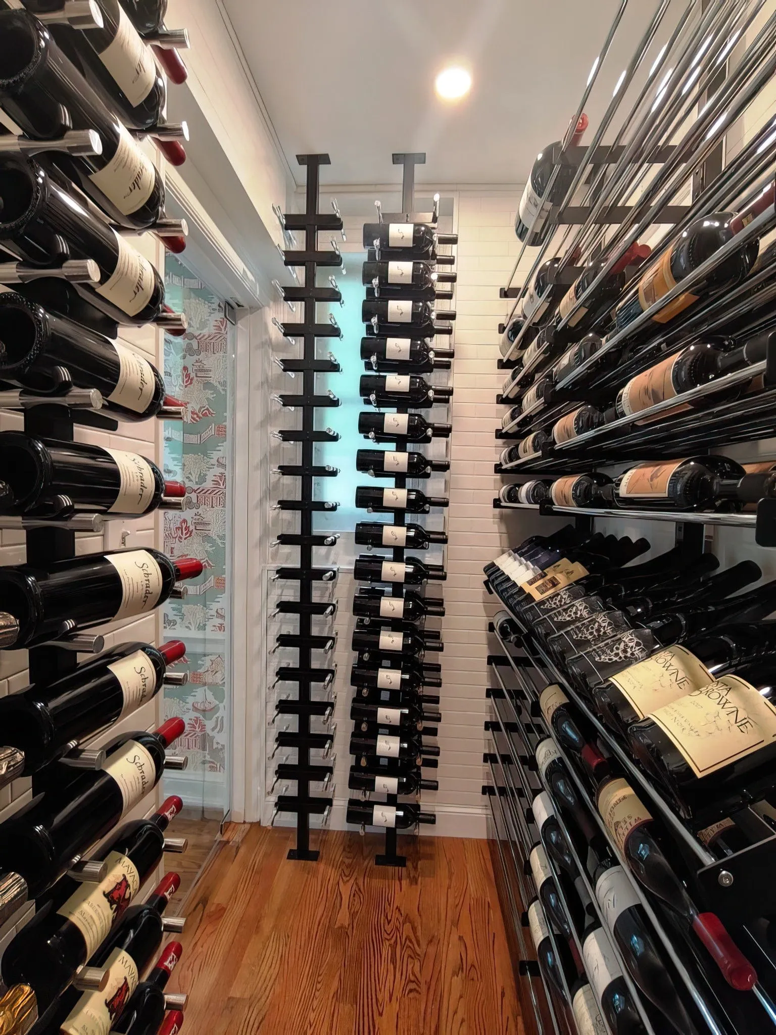 Vino Series Pins Floating Wine Rack Frame Kit, Single Sided Floor-to-Ceiling (60 bottles - Triple Depth)