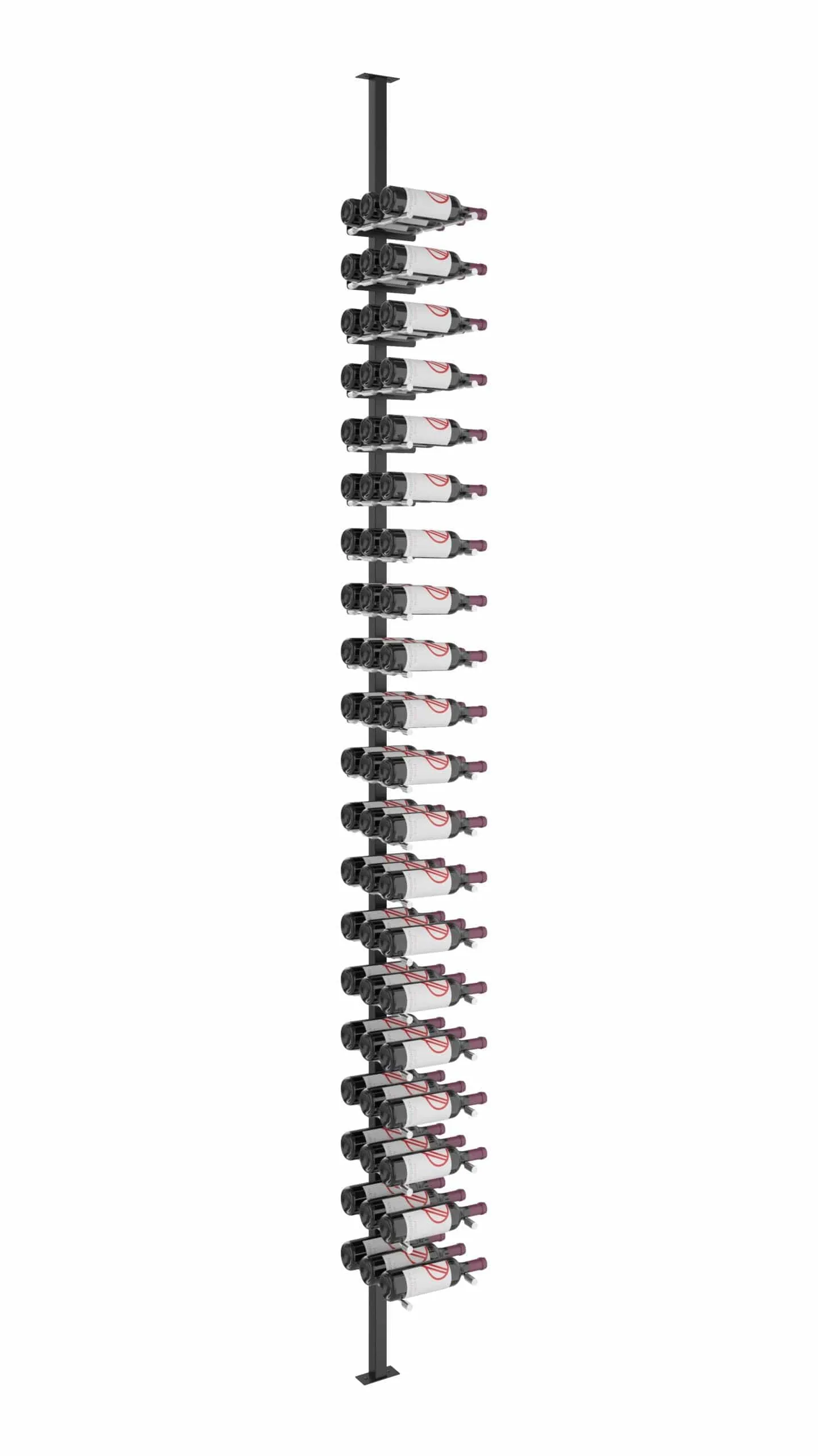Vino Series Pins Floating Wine Rack Frame Kit, Single Sided Floor-to-Ceiling (60 bottles - Triple Depth)