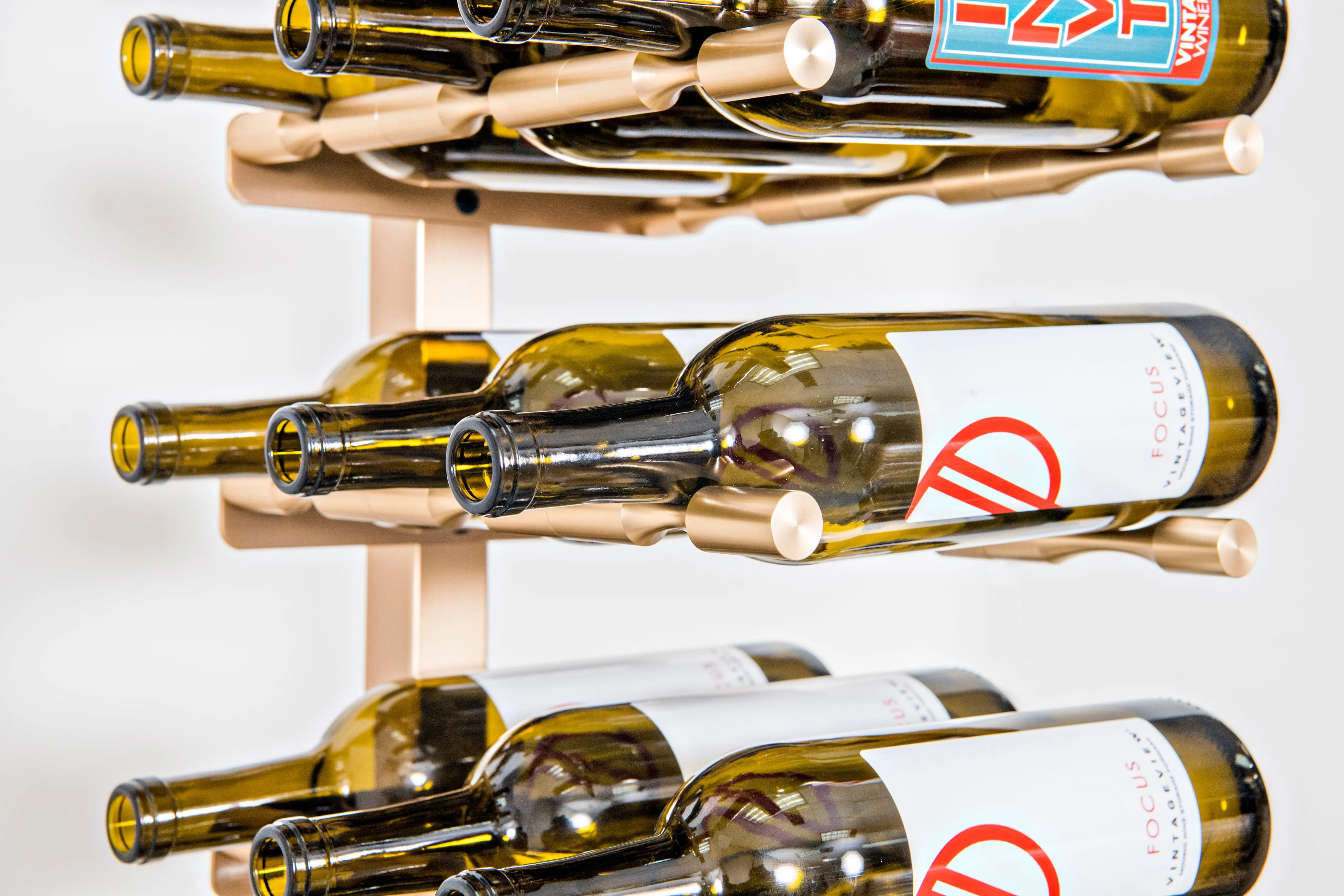 Vino Series Pins Floating Wine Rack Frame Kit, Single Sided Floor-to-Ceiling (60 bottles - Triple Depth)