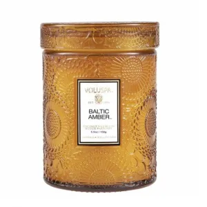 Voluspa Embossed Baltic Amber Glass Jar Candle