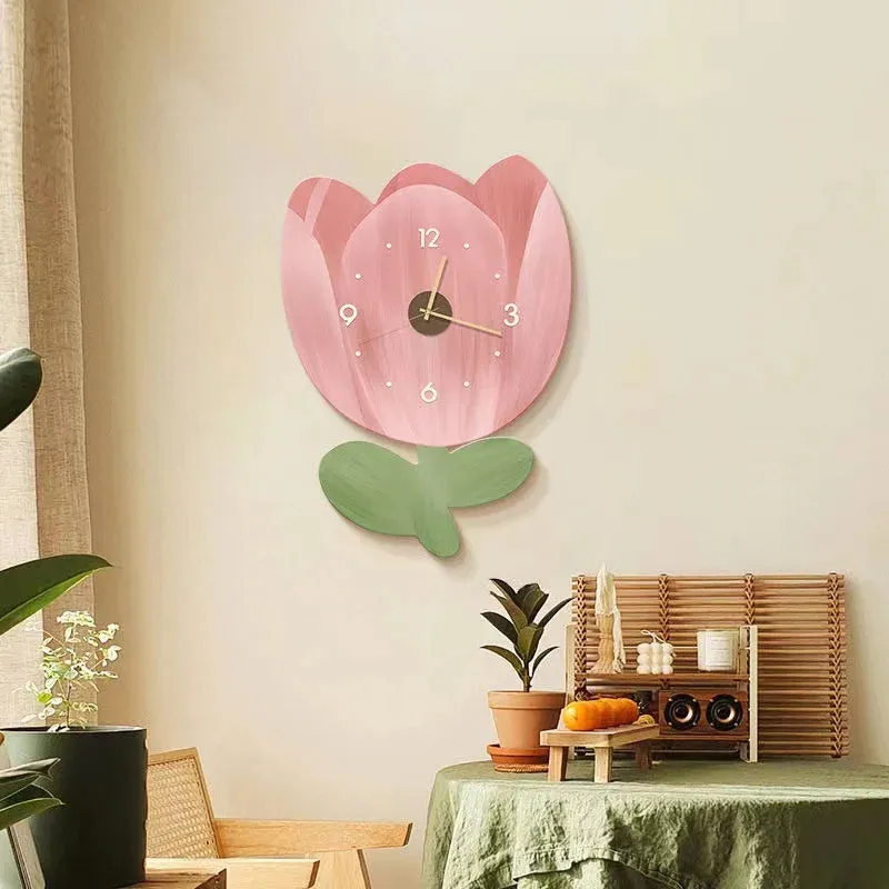 Wall Clock With Large 3D Flowers As A Creative Clock For Home Decoration