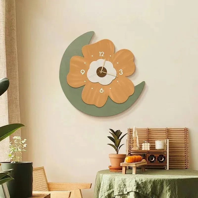 Wall Clock With Large 3D Flowers As A Creative Clock For Home Decoration
