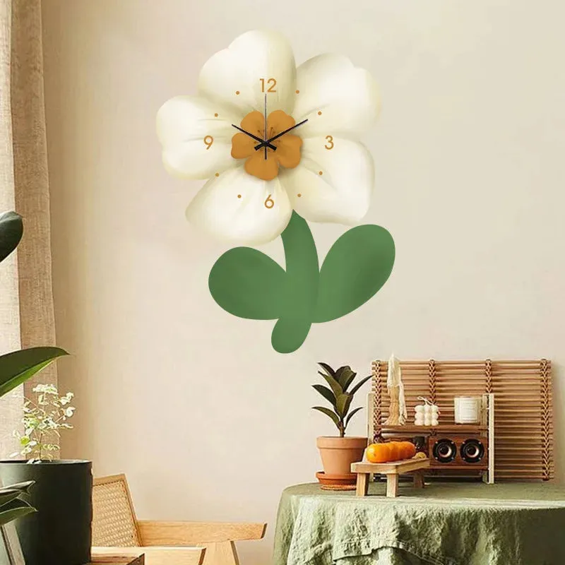 Wall Clock With Large 3D Flowers As A Creative Clock For Home Decoration