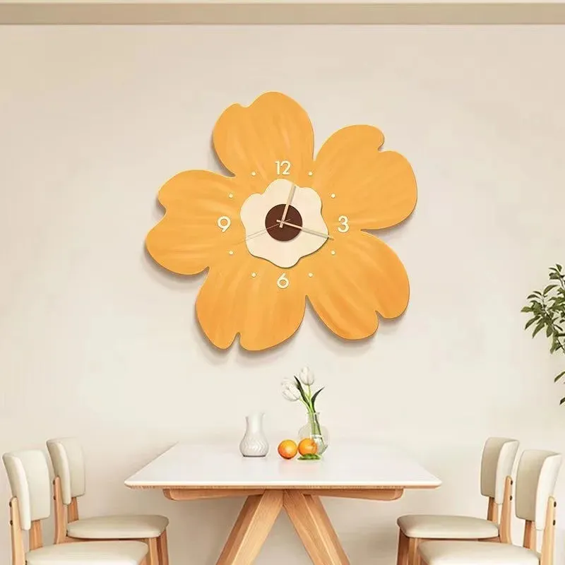 Wall Clock With Large 3D Flowers As A Creative Clock For Home Decoration