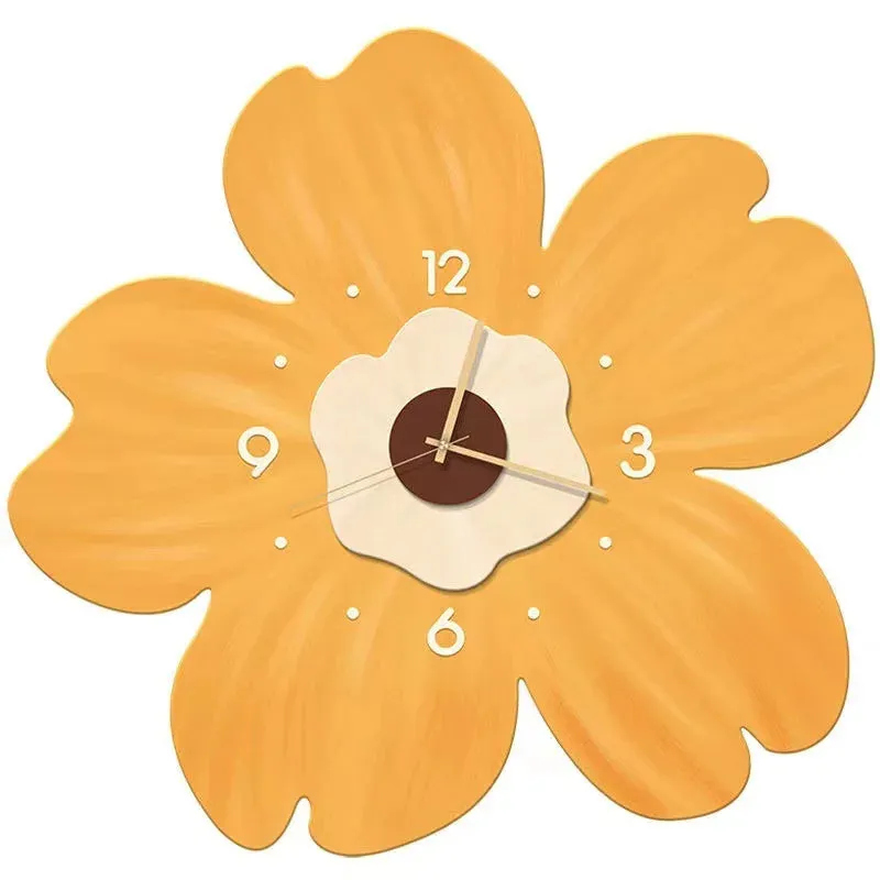 Wall Clock With Large 3D Flowers As A Creative Clock For Home Decoration