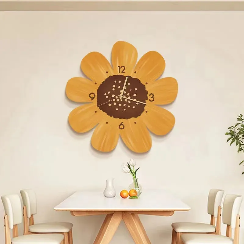 Wall Clock With Large 3D Flowers As A Creative Clock For Home Decoration