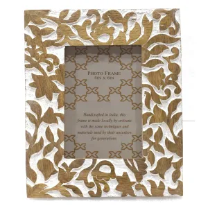 Whitewashed 5 x 7" Floral Picture Frame