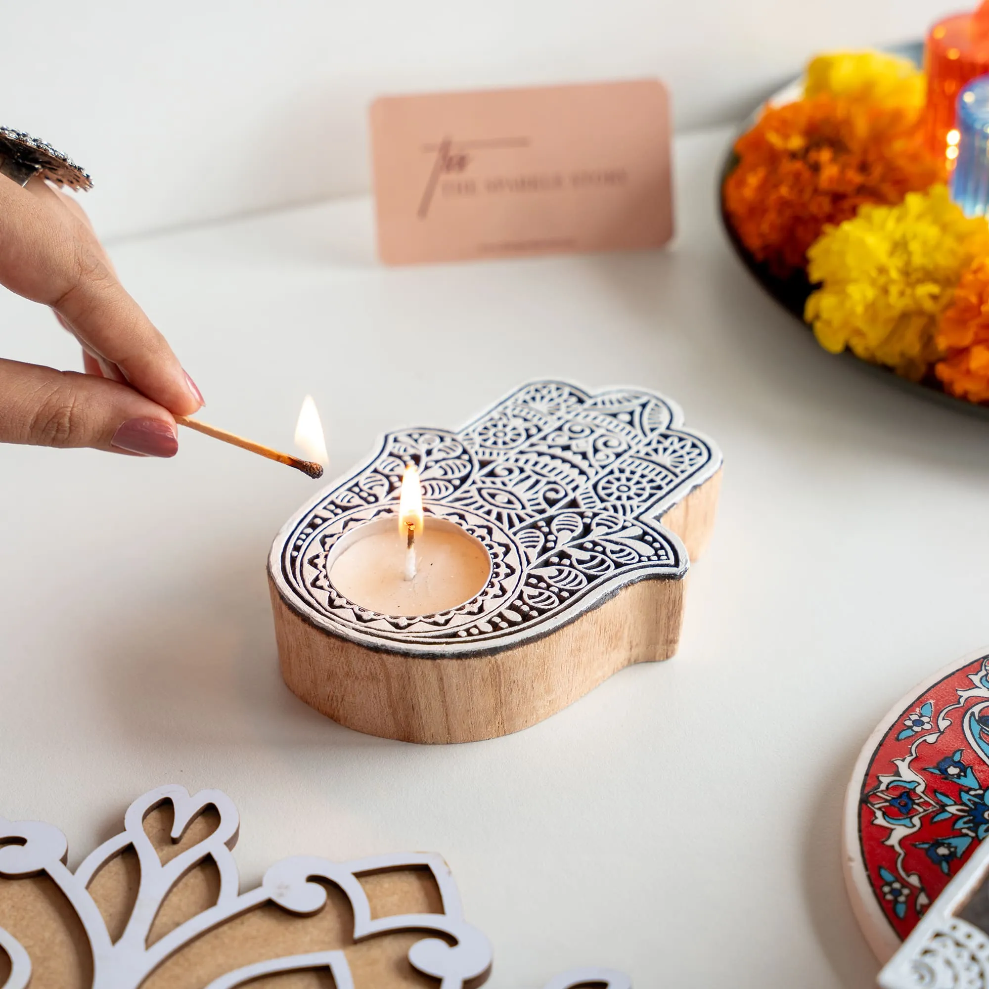 Wooden Block Candles - Set of 5