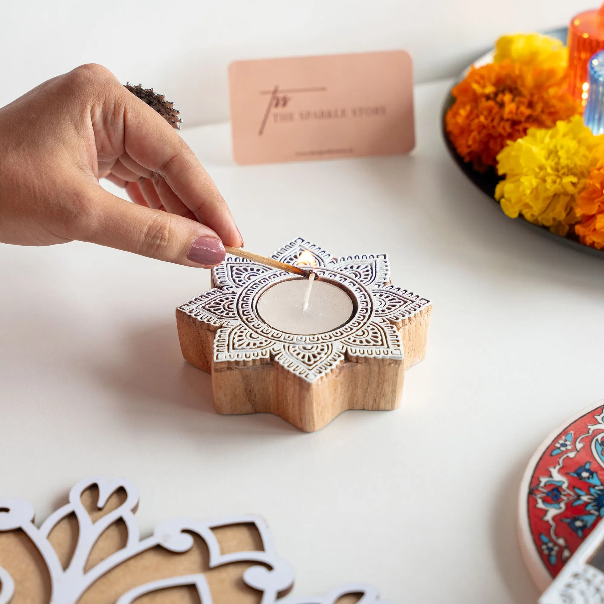 Wooden Block Candles - Set of 5