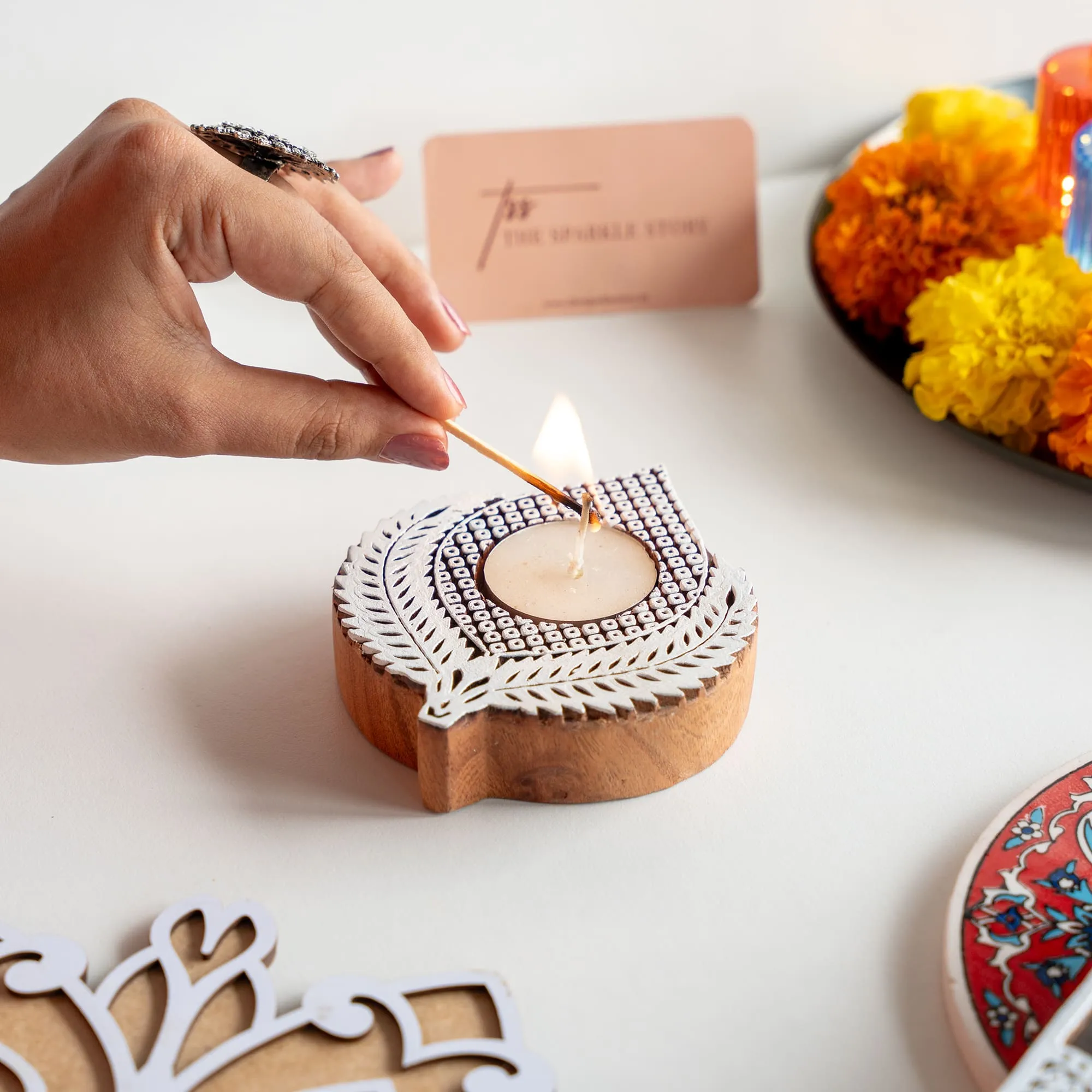 Wooden Block Candles - Set of 5