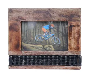 Wooden Photo Frame With Inlaid Upcycled Bike Chain (Three Layers)