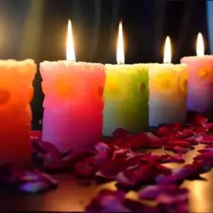 XUEBIN Pillar Candles Unscented | Multicolor Flower Decorative Candle Size 2 * 2.5 inch | Pillar Candles for Home and Diwali | Set of 5 (Pack of 10)