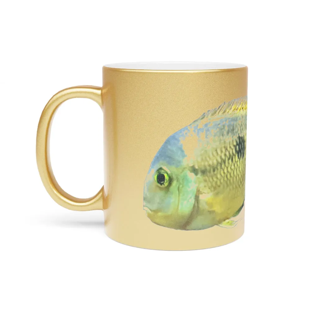 Yelllow Fish Metallic Mug (Silver / Gold)
