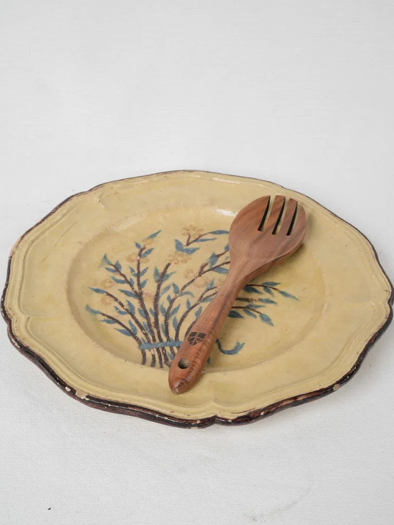 Yellow ocher plate w/ hand painted bouquet 13"